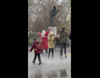 Polish water tradition at Park in New York