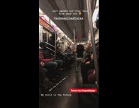 boy curly hair sweat pants dancing in subway