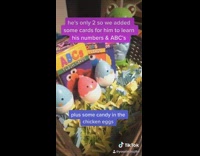 Little brother falls television stand easter basket 