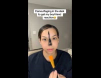 Woman tries to boyfriend with camouflage 