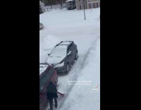 Collab BitchMP - Girl records brother shoveling snow trying to be interviewed 