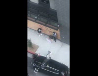 Four people protest pigs wall black car