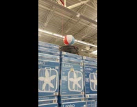 Beach ball floats on top of fan