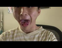 Man folds tongue in four different ways