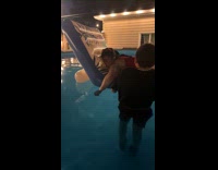 Passed out drunk woman flipped onto pool
