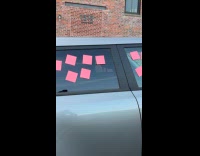 Car hits parked cars full of notes