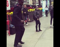 Salvation army man dances in street