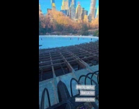 Filmer approaches ice skate rink with music