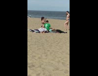 Girl printed bikini different pose windy beach