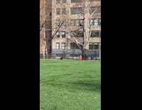 Spiderman costume climb over metal fence web
