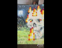 Minecraft skull on fire artwork painting