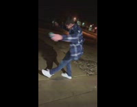 Guy slips multiple times before falling 