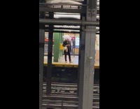 Person with white trash bag over their head