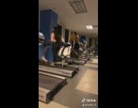 Collab KaleSaladIG - Guy takes off shirt falls off treadmill