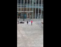 Man red shirt stand pose photo shoot park