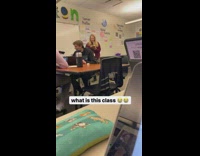 Girl sleeping on floor during class 