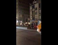 Group of roller skaters strolls on street part 1