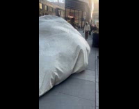 Submitter shows huge object covered on street
