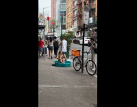Woman bikini shave leg sit in pool
