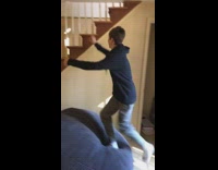 Black sweater guy breaks white bannister fail 