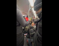 Two guys on subway fights inside train