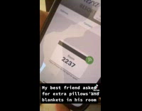 Guy gets extra pillows and blankets he requested 