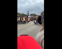 Casket race contestants fell on the ground