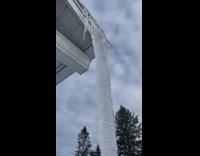 Guy found huge icicle hanging outside house
