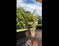 girl poses in front of pretty plant 