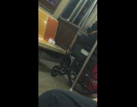 Collab Subway Creatures - man in wheelchair smokes cigarette inside subway 