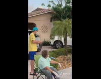 Guy forgets face mask tries to eat