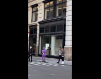 Collab WINY - Tinky-Winky wearing high heels crossing the street 