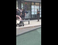 Man hold paper argue with police street