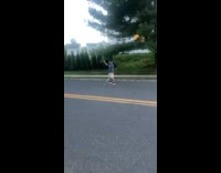 Golfer tries to hit ball back into course 