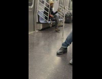 Guy jingles locks and keys chained together 