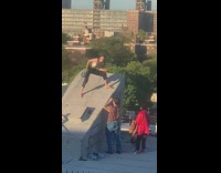 Silver crop top retro boombox girl rooftop 