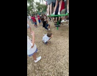 Kid fall from witch hat ride 