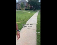 Collab ClipsIG - Woman sees dad on walk wearing same shirt 