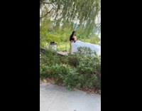 Person gets full body massage at park