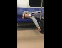 Guy sleeps with face mask under nose 