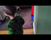 Young boy step on bag slip and fall