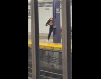 Man wash face use water at station