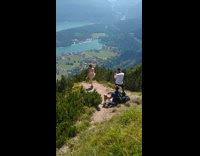 Woman stand one leg pray mountain cliff