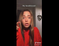 Red sweater girl best friend lip syncs
