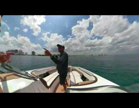 Jet plane breaks sound barrier beach ocean