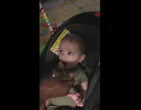 Baby boy nod confirm food is good