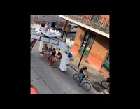 Man rides bike pulls swing hammock ride