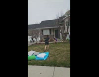 Black shirt guy front flip wood ramp