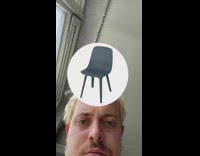 Guy blonde hair wooden chair tiktok filter