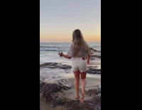 Woman got wet by ocean waves fail